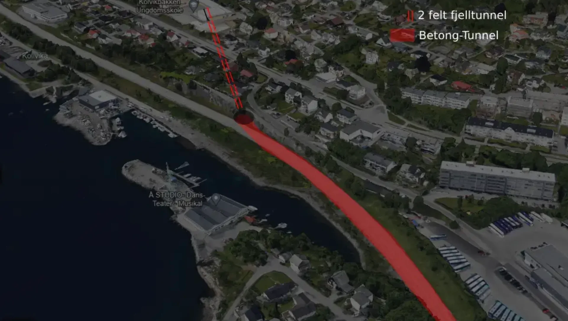 Tunnel under Nørvegata og delvis Miljølokk
